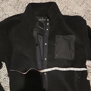 Fabletics Black Fleece Jacket, L, New, Teddy Bear, Pockets